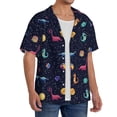 thumbnail image 2 of Uemuo Space Dinosaur Pattern Cotton Linen Short Sleeve Shirts,Casual Lightweight Button Down Shirts,Vacation Beach Summer Tops-Small, 2 of 7