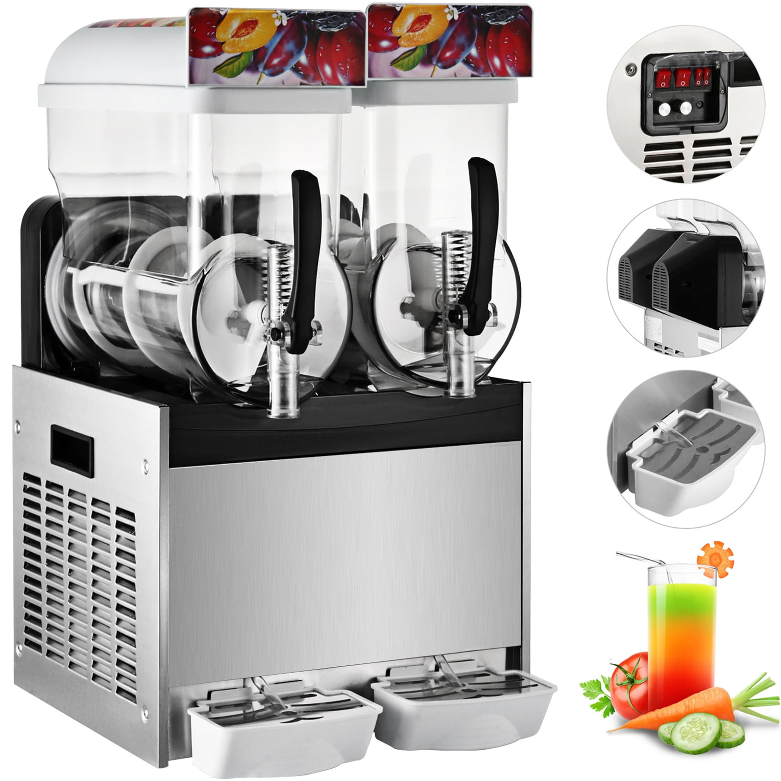 VEVOR 15Lx2 Tank Commercial Slushy Machine 400W Stainless Steel