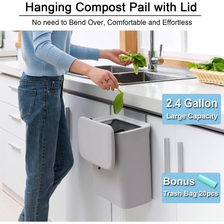 Small Hung Trash Can Under Sink Counter Top Kitchen Compost Bin  Self-Adhesive Small Garbage Can Food Waste Bin For Camping