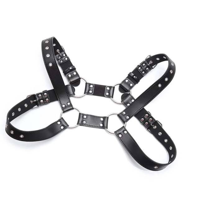 Arnés de cuero de PU para hombres, arnés de ajuste para el cuerpo y el pecho de moda para hombres, arnés para hombres de apariencia llamativa