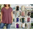 thumbnail image 5 of Mengpipi Womens Plus Size Tops Criss Cross V Neck Short Sleeve Summer Casual Blouses, Light Gray-1X, 5 of 7