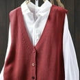 thumbnail image 5 of Hxshgdsn V Neck Knit Vest Sweaters For Women Button Up Sleeveless Pocket Winter Pullover Jumpers Jacket Fall Red 1 Free Size, 5 of 5