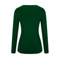thumbnail image 4 of AXXD Women Tops Trendy Green Basic Summer 2024 Winter Sexy Elasticity V Neck Long Sleeve Tops Versatile Regular Blouse, 4 of 7