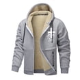 thumbnail image 4 of Men's Heavyweight Lined Windproof Zip Up Outerwear Jackets Warm Hooded Sweatshirt Multiple Colours Men Cotton Fleece Hooded Sweatshirt, 4 of 4