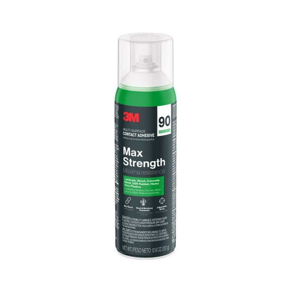3M Max Strength 90 Contact Adhesive, Heavy Duty Spray Glue, Contact Cement, Wall Repair, 12.6 oz