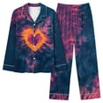 thumbnail image 4 of Uaswgudfs Women's Long Sleeve Button Front Pajama Set Valentine's Day Heart Print Flannel Sleepwear for Women, 4 of 8