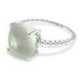 thumbnail image 2 of Gem Stone King 4.00 Ct Cushion Cabochon Green Prasiolite 925 Sterling Silver Ring (Size 6), 2 of 5