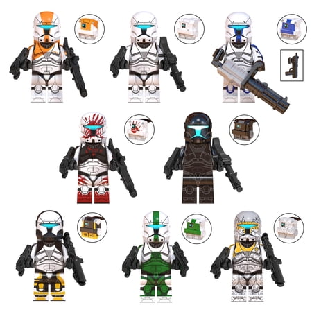 8 Pcs Space Wars Action Figures Building Blocks Set, 1.77Inch Clone Troopers Minifigures Building Blocks Toy for Boys Kids Teens Birthday Party Gift