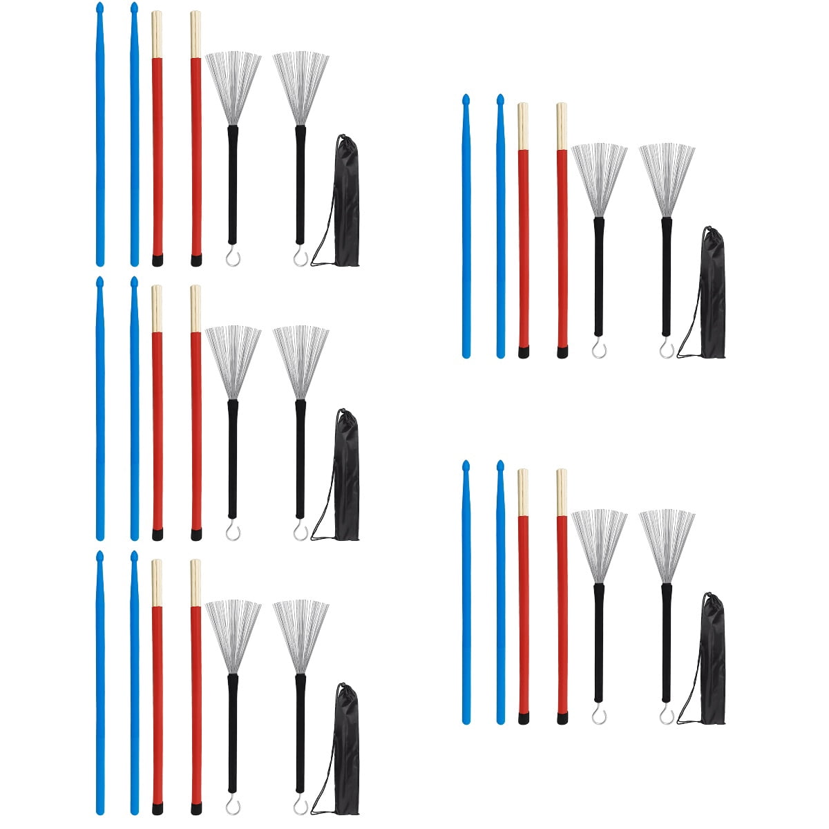 FELTECHELECTR Performance Drumsticks Kit with Nonslip Handles Assorted Color for Students Orchestra Players 5Sets