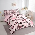 thumbnail image 3 of Manfei Animal Leopard Print 7-Piece Twin Bedding Sets for Female Men Teens,Kawaii Bow Knot Bedding Comforter Set,Dreamy Princess Breathable Sheet Sets,Breathable Home Decor,Reversible, 3 of 8