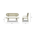 thumbnail image 6 of Havana 42" Cane Rattan Upholstered Bench Settee Ivory White Boucle, 6 of 9