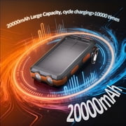 بنك الطاقة الشمسية Solpowben 20000mAh متوافق مع iPhone بنك الطاقة الشمسية المحمول مع منفذي USB 5 فولت 2 مصباح يدوي حزمة بطارية البوصلة للتخييم في الهواء الطلق والمشي لمسافات طويلة (برتقالي)