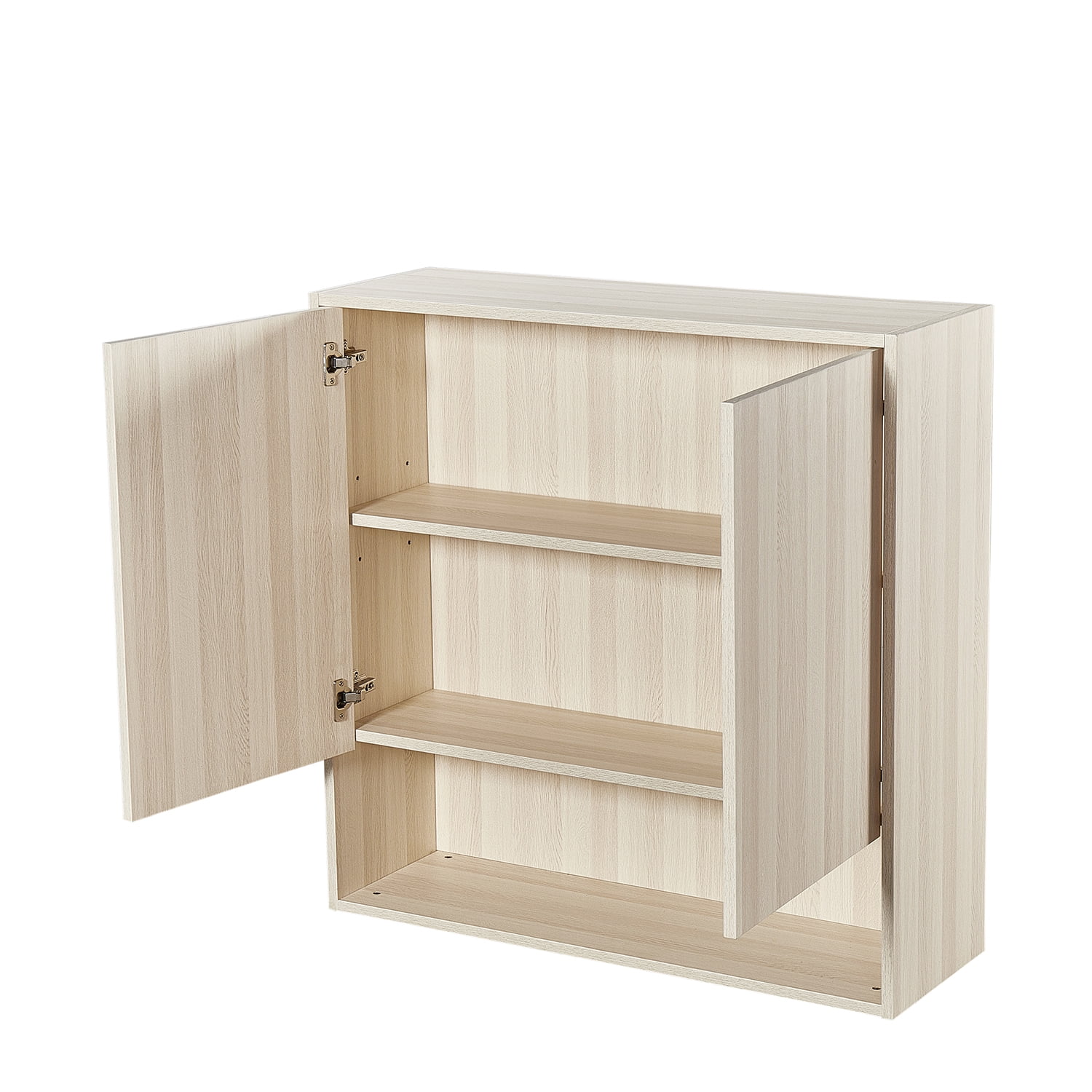 Wall Mount Medicine Cabinet Open Storage White Oak L 36 in x H 36 in x D 11.8 in