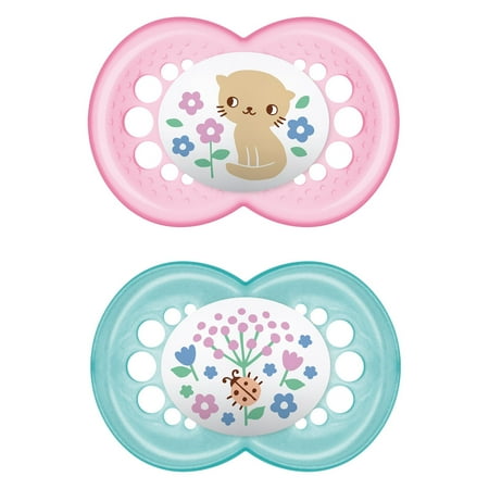 MAM Nature Pacifier, 6-16 Months, Girl, 2 Pack