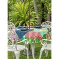thumbnail image 3 of Outdoor Tablecloth with Umbrella Hole for Patio/Picnic/Party/Camping, Pink Flamingo Waterproof Table Cloth Round Cover Washable, Summer Botanical Tropical Floral (Dia 60"), 3 of 9