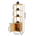 thumbnail image 6 of LUVODI 140cm Bamboo Bathroom Cabinet Side Tall Slim Storage Unit Shelf Cupboard with 3 Hanging Hooks ﻿, 6 of 12