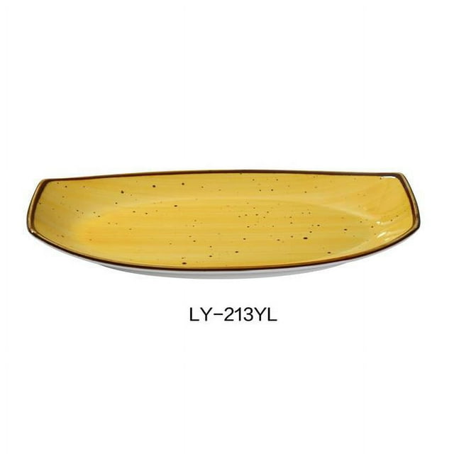 Yanco LY-213YL Lyon 13 in. Plaque Rectangulaire&44; Glaçure Réactive&44; Jaune - Pack de 12
