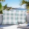thumbnail image 3 of Aqua White Buffalo Check Throw Pillow Covers 18x18 Inch Set of 2, Farmhouse Plaid Modern Geometric Waterproof Outdoor Pillow Covers, Decorative Cushion Pillowcases for Couch, Sofa, Bed, Garden, Patio, 3 of 9