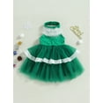 thumbnail image 2 of Mialoley Filles une Ligne Robe, Robe Sans Manches Licou Dos Patchwork Brillant Robe d'Été en Tulle, 2 of 9