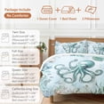 thumbnail image 6 of Teal Octopus Duvet Cover Set Queen Size, Summer Shell Coral 4 Piece Soft Microfiber Bedding Set with 1 Duvet Cover, 1 Flat Sheet, 2 Pillowcases, 6 of 9