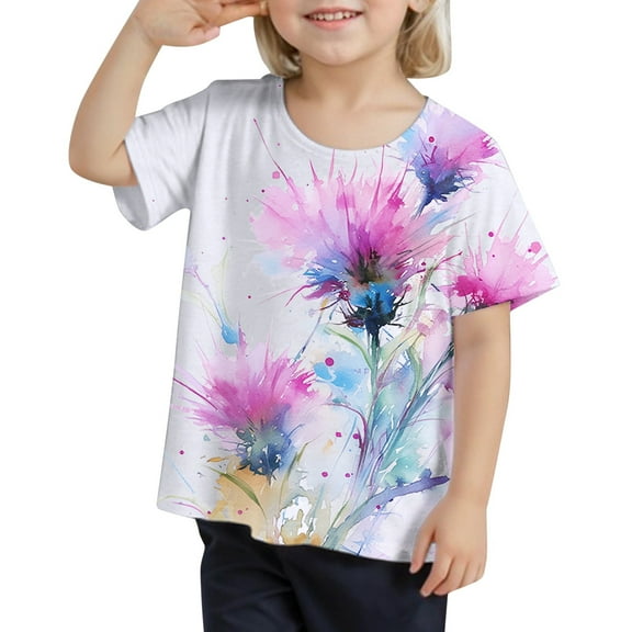 Toddler Tie Dye Shirt Kids Girls Boys Short Sleeve Shirts Colorful Shirts for Girls Cute Tops for Teen Girls Pullover Shirt Trendy Shirts #White(2-3 Years)