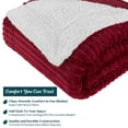 thumbnail image 4 of PAVILIA Reversible Sherpa Fleece Throw Blanket Wine Red Burgundy, Plush Flannel Throw, Ultra Soft Warm Ribbed Microfiber Blanket for Sofa Couch Bed, Luxury Thick Striped Blanket, Red, 50x60, 4 of 7