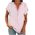 thumbnail image 2 of Womens Casual T Shirts V-Neck Short Sleeve Shirts Tops Loose Button Printed Blouse Summer Shirt Everyday Womens Tops, 2 of 6