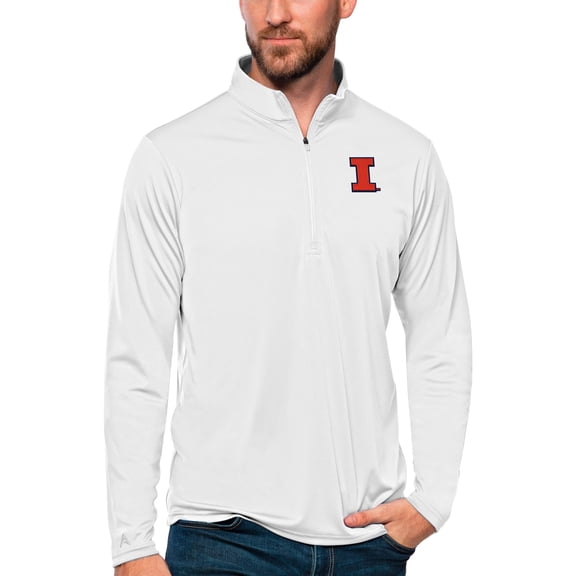 Men's Antigua White Illinois Fighting Illini Tribute Quarter-Zip Top