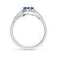 thumbnail image 2 of Angara Natural 0.48 Ct. Blue Sapphire with Diamond Side Stone Ring in 14K White Gold for Women (Ring Size: 3.5), 2 of 8
