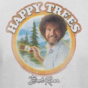 Teelocity Happy Trees Graphic T-Shirt (Medium - Standard Fit, White)