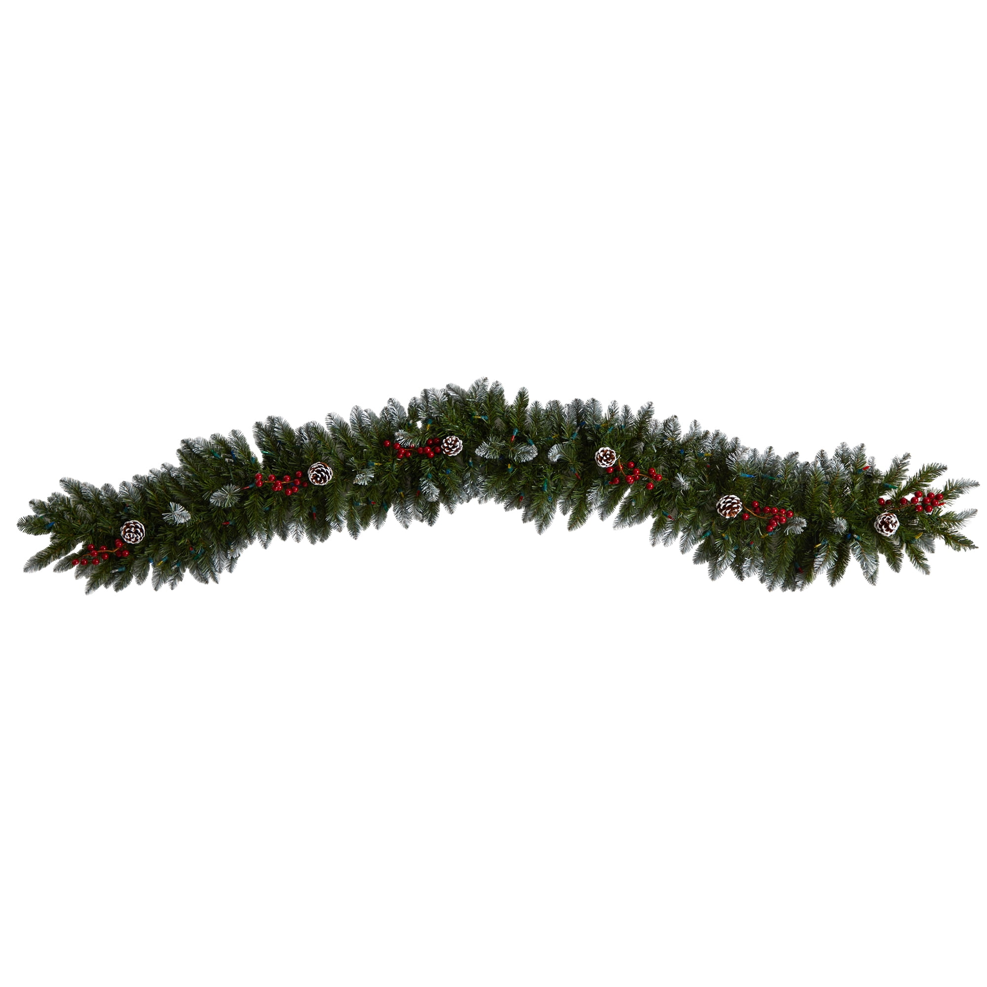 Nearly Natural 6' Snow Tip Christmas Garland with Pinecones, Prelit 100 Multicolor LED Lights