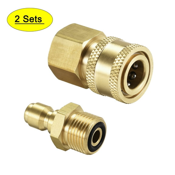 Uxcell M18x1.5 Male & Female Thread Brass Quick Connect Kit 2 Sets