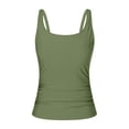 thumbnail image 2 of HNMKIU Womens Tankini Tops Stylish Two Piece Swim Set with Square Neckline and Shorts for Beach Pool and Summer Water Sports Women's Swimwear Army Green，U-Neck_L, 2 of 6