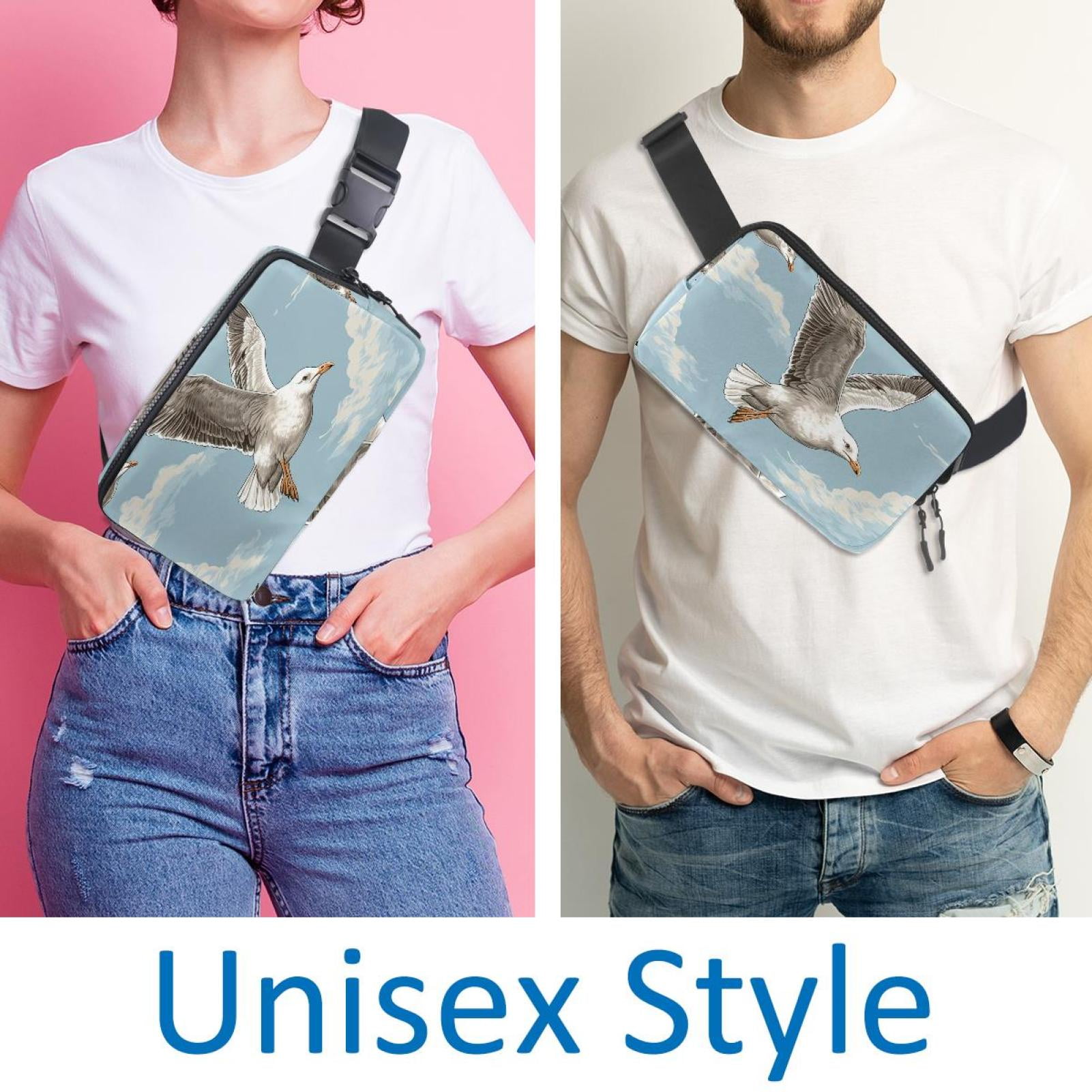 Seagull Lightweight Adjustable Waist Pack Fanny Pack Crossbody Bag with Extension Strap Unisex