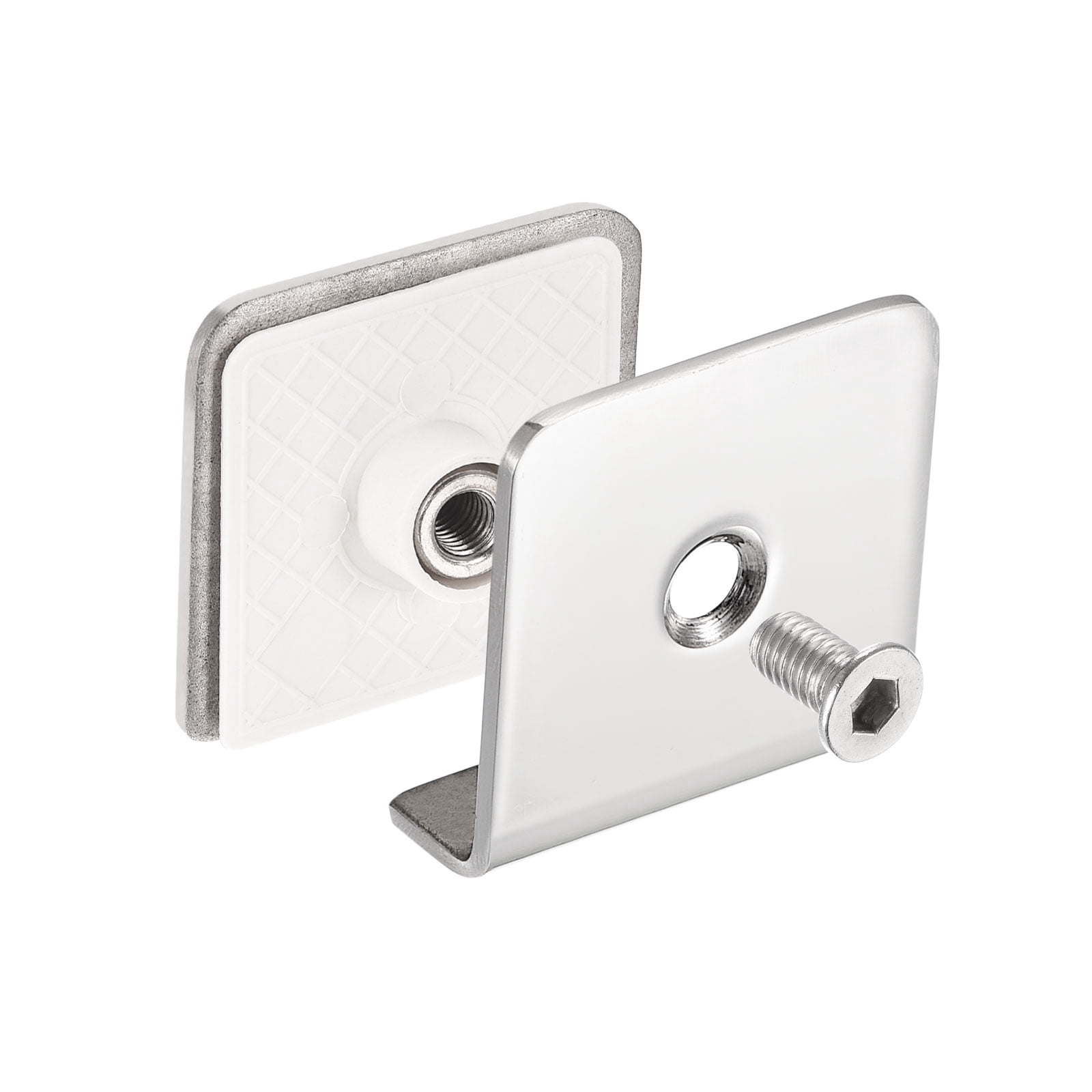 Stainless Steel Square Glass Clamp, 6 Pack Adjustable 8-12mm Thick Glass Clip, Bright Silver