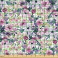 thumbnail image 2 of Ambesonne Floral Fabric by the Yard Upholstery, Peony Roses Modern Botanical, 10 Yards, Pale Fuchsia Blue Grey, 2 of 5