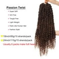 thumbnail image 3 of Benehair Passion Twist Hair Extensions Water Wave Pre Looped 3 Packs Pre-twisted Passion Twist Bohomian Braids Crochet Braided hair for Women, 3 of 7