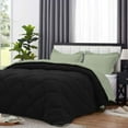 thumbnail image 2 of D.N.G. BEDDINGS 5 Piece Luxury Reversible Diamond Pattern Comforter Set Premium Super Soft, All Season 800 TC, 100% Egyptian Cotton Full/Queen Size Light Sage/Black Solid Color, 2 of 7