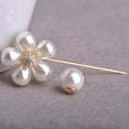 thumbnail image 4 of KLKCMS Flower Imitation Pearl Rhinestone Brooch Stick Collar Lapel Boutonniere Pin, 4 of 9
