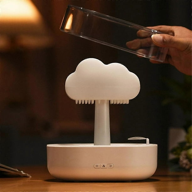 Humidificador Rain Cloud de 200 ml, difusor de aceites esenciales con agua y luz nocturna de colores, humidificador con forma de hongo.