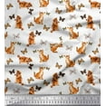 thumbnail image 1 of Soimoi White Cotton Poplin Fabric Insect & Cat Animal Fabric Prints by Yard 56 Inch Wide, 1 of 3