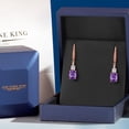 thumbnail image 5 of Gem Stone King 18K Rose Gold Plated Silver White Moissanite and White Lab Grown Diamond Dangle Earrings for Women (4.69 Cttw, Oval 9X7MM), 5 of 6