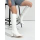 thumbnail image 1 of Women's Chunky High Heel Solid Color Pointed Toe Side Zipper Knee-high Boots For Autumn/winter Party, Warm Leather Boots, 1 of 4
