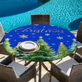 thumbnail image 6 of Christmas Tree Round Tablecloth, Fitted Table Cover with Elastic for 45"-54" Round Tables, Winter Snowflakes Xmas Pine Tree Blue Table Cloth Outdoor Indoor Dinning Party Waterproof Tablecloths, 6 of 7