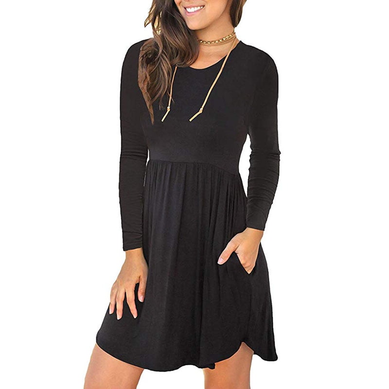 womens long sleeve black dress