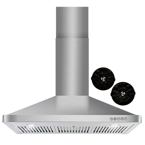 Cosmo 36 in. Ductless Wall Mount Range Hood in Stainless Steel with LED Lighting, Permanent Filters and Carbon Filter Kit