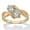 Yellow Gold-Plated Brass, variant on 1.96 Cttw Cubic Zirconia 14k Gold-plated Sterling Silver 2-Stone Bypass Ring