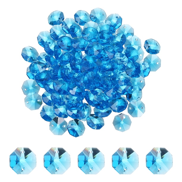 Uxcell Cuentas Octagonales de Vidrio de 14mm, Cuentas Atrapa Rayos a Granel, Pendientes Atrapa Rayos de 2 Agujeros