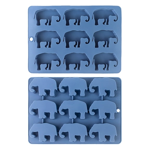 Eqslft Cute 3D Animal Shaped Silicone Ice Cube Trays,9 Cavity Elephant Silicone Chocolate Molds, Food Grade Ice Trays for Drinks, & Baking(Elephant)
