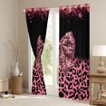 thumbnail image 3 of Erosebridal Cheetah Print Bowtie Blackout Curtains Set of 2 (52x84 Each) for Girls Women ,Teens Bling Glitter Print Window Curtains,Microfiber Bedroom Decor, 3 of 6